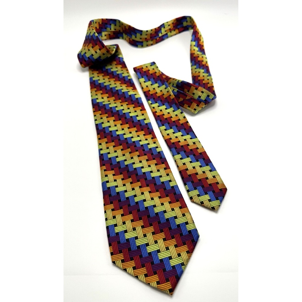 Paul Frederick Silk Tie Geometric Colorful Multicolor Vibrant